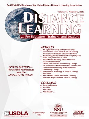 cover image of Distance Learning, Volume 16, Number 3